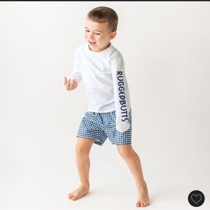 Rugged Butts Boys Navy & White Gingham Swim Shorts